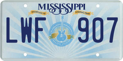MS license plate LWF907
