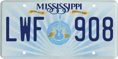 MS license plate LWF908