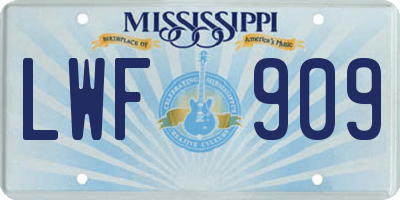 MS license plate LWF909