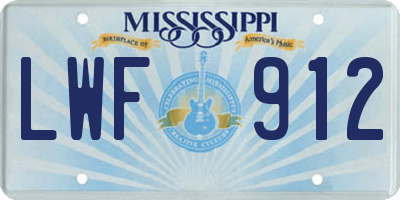 MS license plate LWF912
