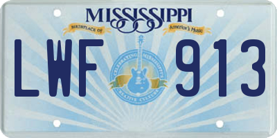 MS license plate LWF913