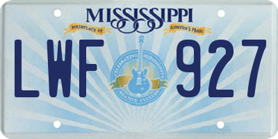MS license plate LWF927