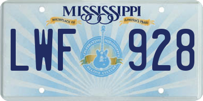 MS license plate LWF928