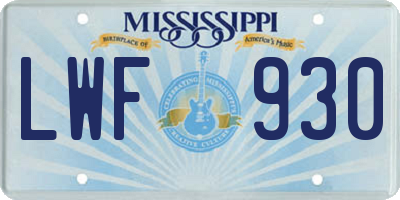 MS license plate LWF930