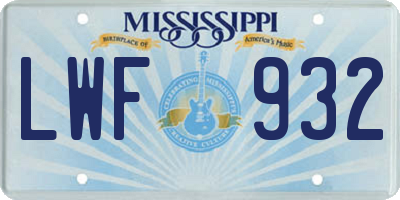 MS license plate LWF932