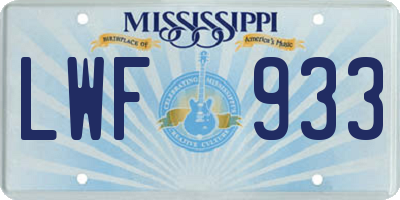 MS license plate LWF933
