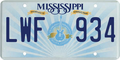 MS license plate LWF934