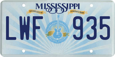 MS license plate LWF935