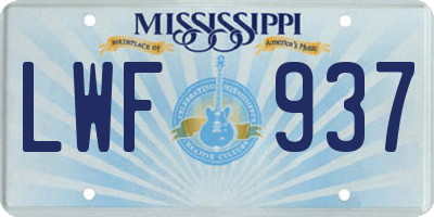 MS license plate LWF937