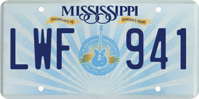 MS license plate LWF941