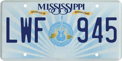 MS license plate LWF945