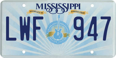MS license plate LWF947