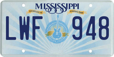 MS license plate LWF948