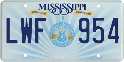 MS license plate LWF954