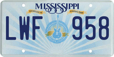 MS license plate LWF958