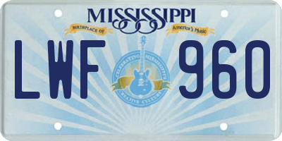 MS license plate LWF960