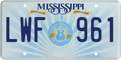 MS license plate LWF961