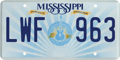 MS license plate LWF963