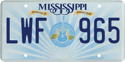 MS license plate LWF965