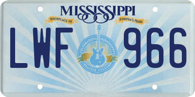 MS license plate LWF966