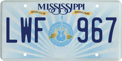 MS license plate LWF967