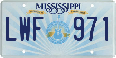 MS license plate LWF971