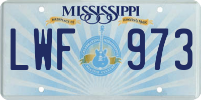 MS license plate LWF973