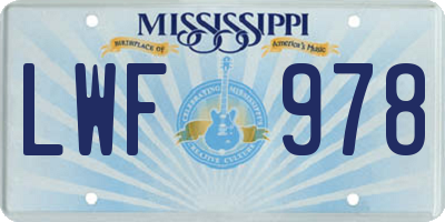 MS license plate LWF978
