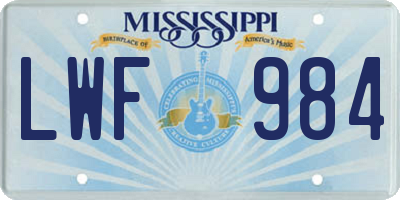 MS license plate LWF984