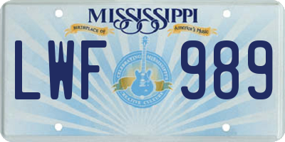 MS license plate LWF989