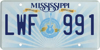 MS license plate LWF991