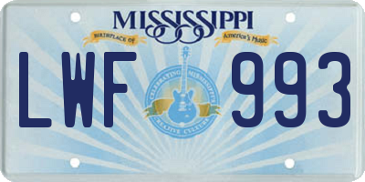 MS license plate LWF993