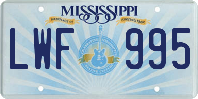 MS license plate LWF995