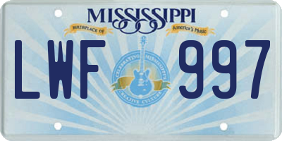 MS license plate LWF997