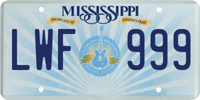 MS license plate LWF999