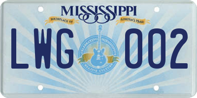 MS license plate LWG002