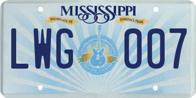 MS license plate LWG007