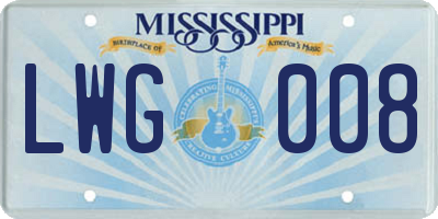 MS license plate LWG008