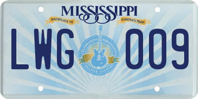 MS license plate LWG009