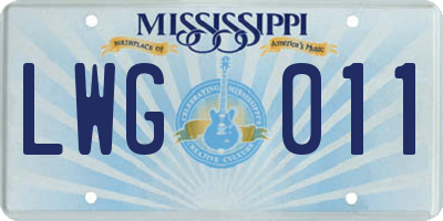MS license plate LWG011