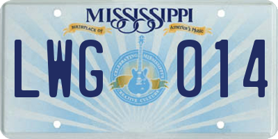 MS license plate LWG014