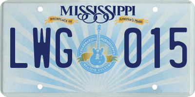 MS license plate LWG015