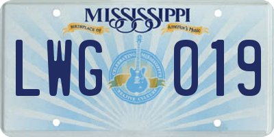 MS license plate LWG019