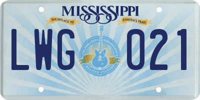 MS license plate LWG021