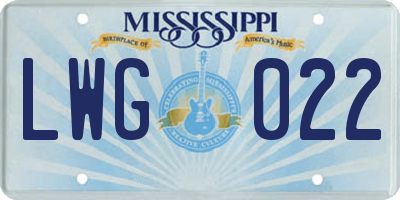 MS license plate LWG022