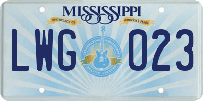MS license plate LWG023