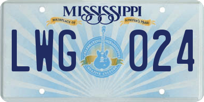 MS license plate LWG024