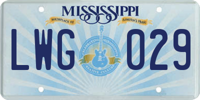 MS license plate LWG029
