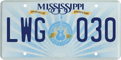 MS license plate LWG030