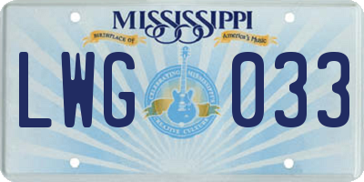 MS license plate LWG033